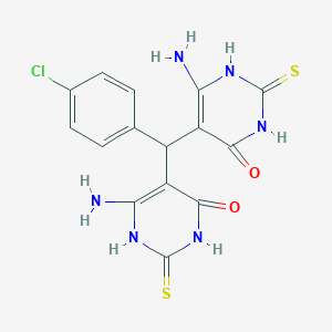 molecular formula C15H13ClN6O2S2 B292915 6-amino-5-[(6-amino-4-oxo-2-thioxo-1,2,3,4-tetrahydropyrimidin-5-yl)(4-chlorophenyl)methyl]-2-thioxo-2,3-dihydropyrimidin-4(1H)-one 