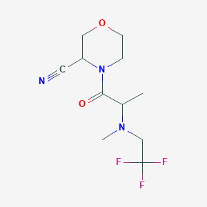 molecular formula C11H16F3N3O2 B2929160 4-[2-[Methyl(2,2,2-trifluoroethyl)amino]propanoyl]morpholine-3-carbonitrile CAS No. 2126101-44-6