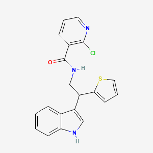 molecular formula C20H16ClN3OS B2929161 2-chloro-N-[2-(1H-indol-3-yl)-2-(thiophen-2-yl)ethyl]pyridine-3-carboxamide CAS No. 1118805-23-4