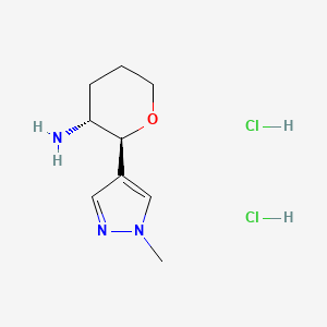 molecular formula C9H17Cl2N3O B2929170 rac-(2R,3S)-2-(1-methyl-1H-pyrazol-4-yl)oxan-3-amine dihydrochloride, trans CAS No. 1807938-06-2