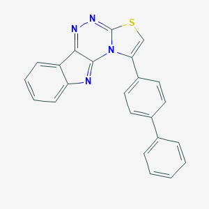 molecular formula C23H14N4S B292918 3-(4-phenylphenyl)-5-thia-2,7,8,16-tetrazatetracyclo[7.7.0.02,6.010,15]hexadeca-1(16),3,6,8,10,12,14-heptaene 