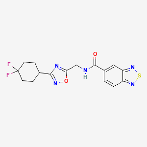 molecular formula C16H15F2N5O2S B2929180 N-((3-(4,4-二氟环己基)-1,2,4-恶二唑-5-基)甲基)苯并[c][1,2,5]噻二唑-5-甲酰胺 CAS No. 2034306-10-8