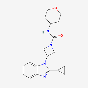 molecular formula C19H24N4O2 B2929188 3-(2-Cyclopropylbenzimidazol-1-yl)-N-(oxan-4-yl)azetidine-1-carboxamide CAS No. 2380101-31-3