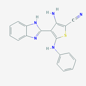 molecular formula C18H13N5S B292919 3-amino-5-anilino-4-(1H-benzimidazol-2-yl)thiophene-2-carbonitrile 