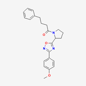 molecular formula C23H25N3O3 B2929191 3-(4-Methoxyphenyl)-5-[1-(4-phenylbutanoyl)pyrrolidin-2-yl]-1,2,4-oxadiazole CAS No. 1795181-25-7