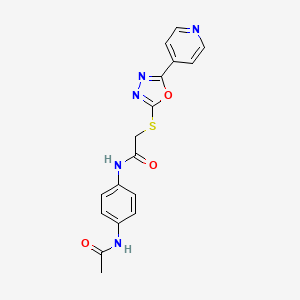molecular formula C17H15N5O3S B2929194 N-(4-acetamidophenyl)-2-((5-(pyridin-4-yl)-1,3,4-oxadiazol-2-yl)thio)acetamide CAS No. 847475-74-5