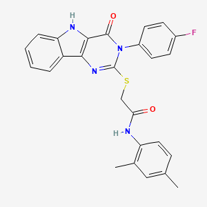 molecular formula C26H21FN4O2S B2929199 N-(2,4-dimethylphenyl)-2-[[3-(4-fluorophenyl)-4-oxo-5H-pyrimido[5,4-b]indol-2-yl]sulfanyl]acetamide CAS No. 536711-02-1