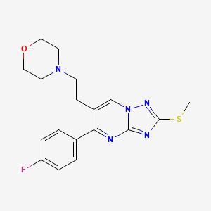 molecular formula C18H20FN5OS B2929203 5-(4-Fluorophenyl)-2-(methylsulfanyl)-6-(2-morpholinoethyl)[1,2,4]triazolo[1,5-a]pyrimidine CAS No. 860611-65-0