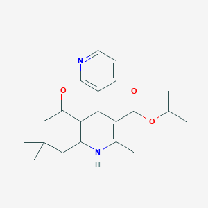 molecular formula C21H26N2O3 B2929212 Isopropyl 2,7,7-trimethyl-5-oxo-4-(pyridin-3-yl)-1,4,5,6,7,8-hexahydroquinoline-3-carboxylate CAS No. 298706-80-6