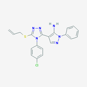 molecular formula C20H17ClN6S B292922 4-[5-(allylthio)-4-(4-chlorophenyl)-4H-1,2,4-triazol-3-yl]-1-phenyl-1H-pyrazol-5-amine 
