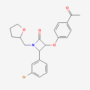 3-(4-Acetylphenoxy)-4-(3-bromophenyl)-1-[(oxolan-2-yl)methyl]azetidin-2-one