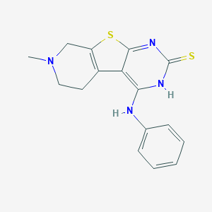 molecular formula C16H16N4S2 B292923 4-anilino-7-methyl-5,6,7,8-tetrahydropyrido[4',3':4,5]thieno[2,3-d]pyrimidine-2(1H)-thione 