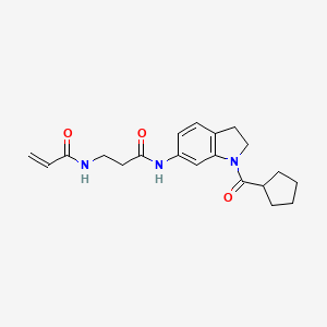 B2929231 N-[1-(Cyclopentanecarbonyl)-2,3-dihydroindol-6-yl]-3-(prop-2-enoylamino)propanamide CAS No. 2361686-52-2
