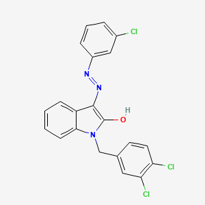 molecular formula C21H14Cl3N3O B2929244 1-(3,4-dichlorobenzyl)-1H-indole-2,3-dione 3-[N-(3-chlorophenyl)hydrazone] CAS No. 303985-20-8