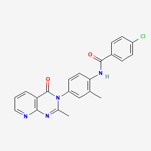 molecular formula C22H17ClN4O2 B2929256 4-chloro-N-[2-methyl-4-(2-methyl-4-oxopyrido[2,3-d]pyrimidin-3-yl)phenyl]benzamide CAS No. 1003641-29-9