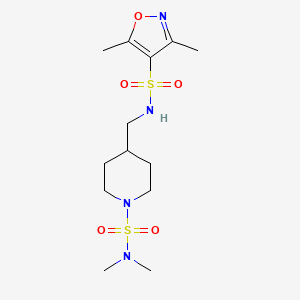 molecular formula C13H24N4O5S2 B2929261 N-((1-(N,N-二甲基磺酰胺基)哌啶-4-基)甲基)-3,5-二甲基异恶唑-4-磺酰胺 CAS No. 2034422-32-5