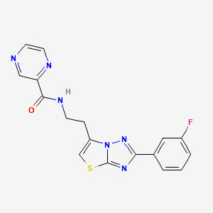 N-(2-(2-(3-fluorophenyl)thiazolo[3,2-b][1,2,4]triazol-6-yl)ethyl)pyrazine-2-carboxamide