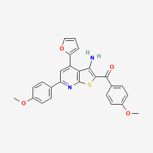 molecular formula C26H20N2O4S B2929268 (3-氨基-4-(呋喃-2-基)-6-(4-甲氧基苯基)噻吩并[2,3-b]吡啶-2-基)(4-甲氧基苯基)甲酮 CAS No. 897832-54-1