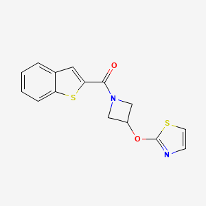 molecular formula C15H12N2O2S2 B2929277 Benzo[b]thiophen-2-yl(3-(thiazol-2-yloxy)azetidin-1-yl)methanone CAS No. 1797161-11-5