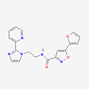 5-(furan-2-yl)-N-(2-(2-(pyridin-2-yl)-1H-imidazol-1-yl)ethyl)isoxazole-3-carboxamide