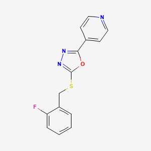 molecular formula C14H10FN3OS B2929316 2-((2-氟苄基)硫代)-5-(吡啶-4-基)-1,3,4-恶二唑 CAS No. 899752-18-2