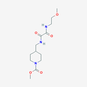 molecular formula C13H23N3O5 B2929319 4-((2-((2-甲氧基乙基)氨基)-2-氧代乙酰胺)甲基)哌啶-1-甲酸甲酯 CAS No. 1235150-26-1