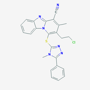 molecular formula C24H19ClN6S B292932 2-(2-chloroethyl)-3-methyl-1-[(4-methyl-5-phenyl-4H-1,2,4-triazol-3-yl)thio]pyrido[1,2-a]benzimidazole-4-carbonitrile 