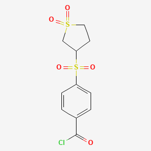 molecular formula C11H11ClO5S2 B2929321 4-[(1,1-Dioxo-1$l^{6}-thiolan-3-yl)sulfonyl]benzoyl chloride CAS No. 1797224-70-4