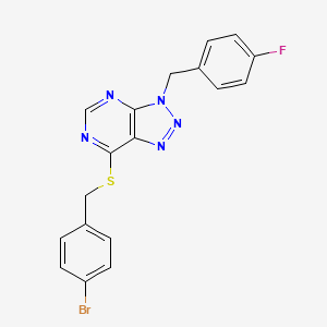 molecular formula C18H13BrFN5S B2929325 7-((4-bromobenzyl)thio)-3-(4-fluorobenzyl)-3H-[1,2,3]triazolo[4,5-d]pyrimidine CAS No. 863458-13-3