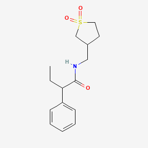 molecular formula C15H21NO3S B2929328 N-((1,1-dioxidotetrahydrothiophen-3-yl)methyl)-2-phenylbutanamide CAS No. 1234912-41-4