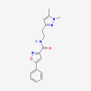 molecular formula C17H18N4O2 B2929329 N-(2-(1,5-二甲基-1H-吡唑-3-基)乙基)-5-苯基异恶唑-3-甲酰胺 CAS No. 2034362-95-1