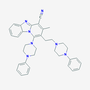 molecular formula C35H37N7 B292933 3-Methyl-1-(4-phenylpiperazin-1-yl)-2-[2-(4-phenylpiperazin-1-yl)ethyl]pyrido[1,2-a]benzimidazole-4-carbonitrile 