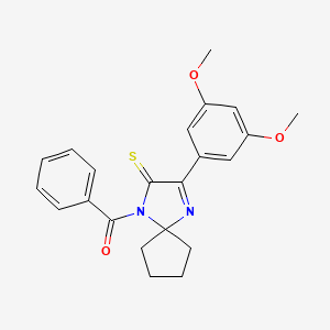 molecular formula C22H22N2O3S B2929333 1-苯甲酰基-3-(3,5-二甲氧基苯基)-1,4-二氮杂螺[4.4]壬-3-烯-2-硫酮 CAS No. 899910-66-8