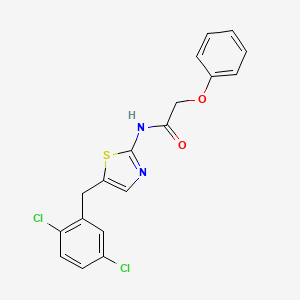 molecular formula C18H14Cl2N2O2S B2929346 N-[5-(2,5-二氯苄基)-1,3-噻唑-2-基]-2-苯氧基乙酰胺 CAS No. 292057-02-4