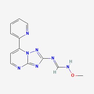 molecular formula C12H11N7O B2929348 (E)-N'-methoxy-N-[7-(pyridin-2-yl)-[1,2,4]triazolo[1,5-a]pyrimidin-2-yl]methanimidamide CAS No. 303146-06-7