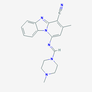 molecular formula C19H20N6 B292935 3-Methyl-1-{[(4-methyl-1-piperazinyl)methylene]amino}pyrido[1,2-a]benzimidazole-4-carbonitrile 