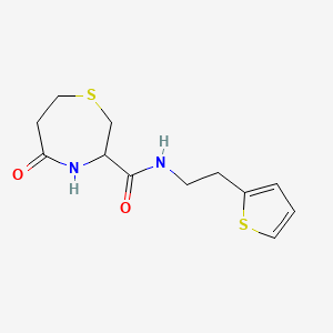 molecular formula C12H16N2O2S2 B2929363 5-oxo-N-(2-(thiophen-2-yl)ethyl)-1,4-thiazepane-3-carboxamide CAS No. 1396567-39-7
