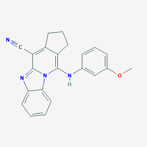 molecular formula C22H18N4O B292938 11-(3-methoxyanilino)-2,3-dihydro-1H-cyclopenta[4,5]pyrido[1,2-a]benzimidazole-4-carbonitrile 