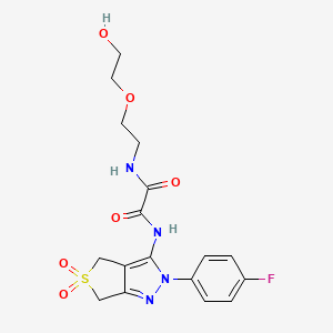 molecular formula C17H19FN4O6S B2929384 N1-(2-(4-fluorophenyl)-5,5-dioxido-4,6-dihydro-2H-thieno[3,4-c]pyrazol-3-yl)-N2-(2-(2-hydroxyethoxy)ethyl)oxalamide CAS No. 899733-55-2