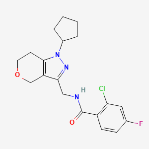 2-chloro-N-((1-cyclopentyl-1,4,6,7-tetrahydropyrano[4,3-c]pyrazol-3-yl)methyl)-4-fluorobenzamide