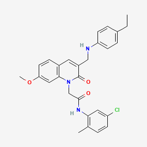 molecular formula C28H28ClN3O3 B2929394 N-(5-chloro-2-methylphenyl)-2-(3-(((4-ethylphenyl)amino)methyl)-7-methoxy-2-oxoquinolin-1(2H)-yl)acetamide CAS No. 893789-89-4