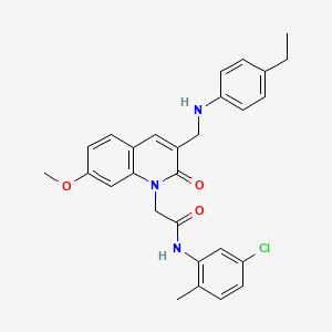 molecular formula C28H28ClN3O3 B2929394 N-(5-氯-2-甲苯基)-2-(3-(((4-乙苯基)氨基)甲基)-7-甲氧基-2-氧代喹啉-1(2H)-基)乙酰胺 CAS No. 893789-89-4