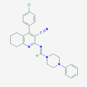 4-(4-Chlorophenyl)-2-{[(4-phenyl-1-piperazinyl)methylene]amino}-5,6,7,8-tetrahydro-3-quinolinecarbonitrile