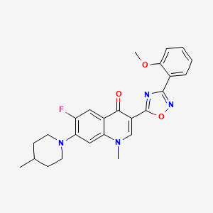 molecular formula C25H25FN4O3 B2929406 6-fluoro-3-(3-(2-methoxyphenyl)-1,2,4-oxadiazol-5-yl)-1-methyl-7-(4-methylpiperidin-1-yl)quinolin-4(1H)-one CAS No. 1110984-87-6