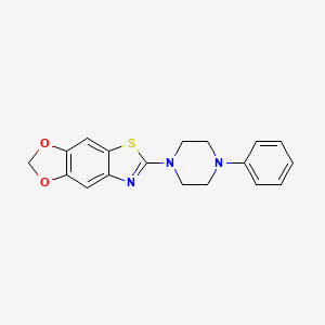 molecular formula C18H17N3O2S B2929407 6-(4-Phenylpiperazin-1-yl)[1,3]dioxolo[4,5-f][1,3]benzothiazole CAS No. 863001-64-3