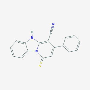 molecular formula C18H11N3S B292941 3-Phenyl-1-thioxo-1,5-dihydropyrido[1,2-a]benzimidazole-4-carbonitrile 
