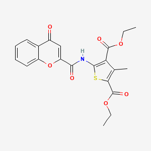 molecular formula C21H19NO7S B2929412 diethyl 3-methyl-5-(4-oxo-4H-chromene-2-carboxamido)thiophene-2,4-dicarboxylate CAS No. 361478-88-8