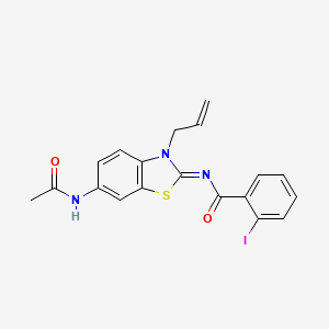 molecular formula C19H16IN3O2S B2929418 (Z)-N-(6-乙酰氨基-3-烯丙基苯并[d]噻唑-2(3H)-亚甲基)-2-碘基苯甲酰胺 CAS No. 865180-62-7