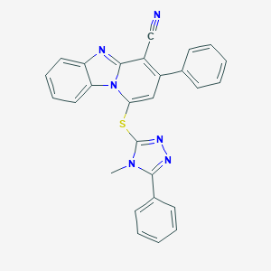 molecular formula C27H18N6S B292942 1-[(4-methyl-5-phenyl-4H-1,2,4-triazol-3-yl)thio]-3-phenylpyrido[1,2-a]benzimidazole-4-carbonitrile 