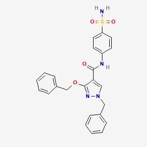 molecular formula C24H22N4O4S B2929423 1-苄基-3-(苄氧基)-N-(4-磺酰基苯基)-1H-吡唑-4-甲酰胺 CAS No. 1014067-25-4